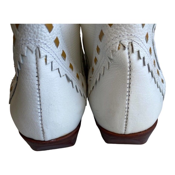Vintage L J Simone Comanche White Ankle Boot Leather Southwest Size 8.5B - Picture 5 of 11